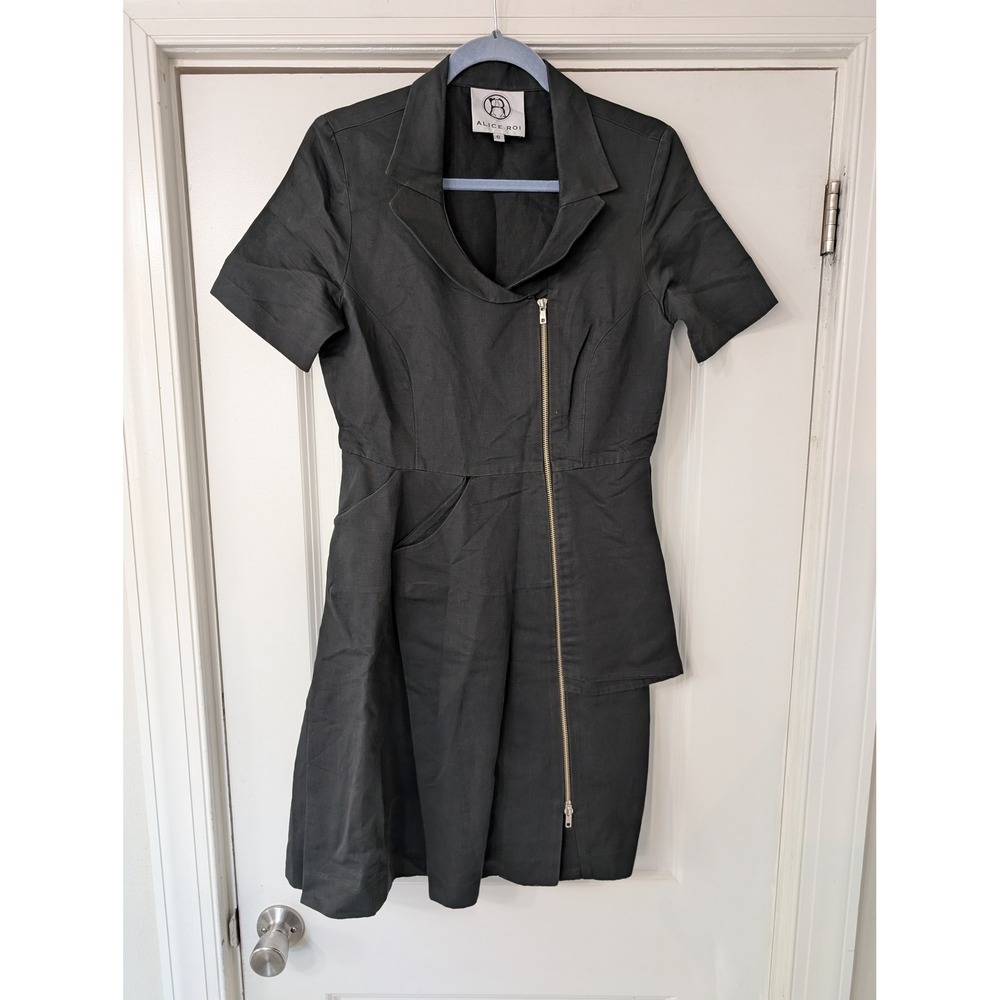 Alice Roi Black Zip Front Asymmetrical Dress Womens 6 edgy dark goth avant garde